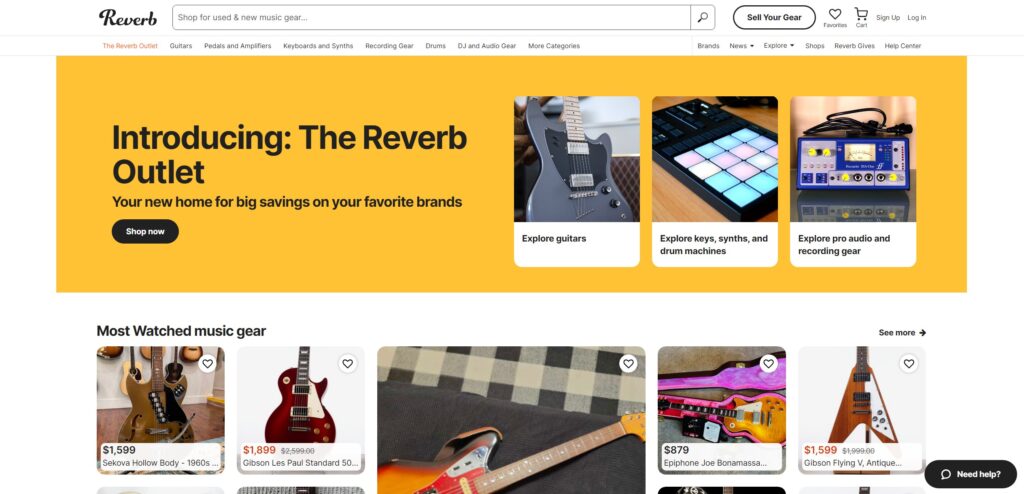 Reverb.com Home Page